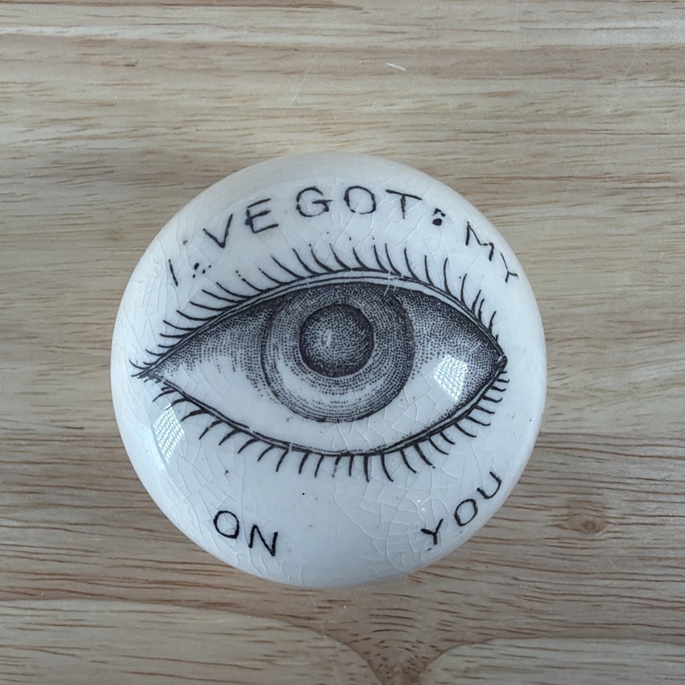 Vintage/MCM Fornasetti Style Ceramic Eyeball Paperweight Surrealist Art Eye